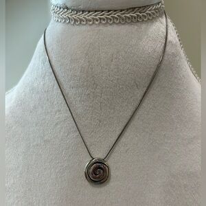 Brighton Elegant Silver Plated Spiral Swirl Pendant Necklace snake chain unique
